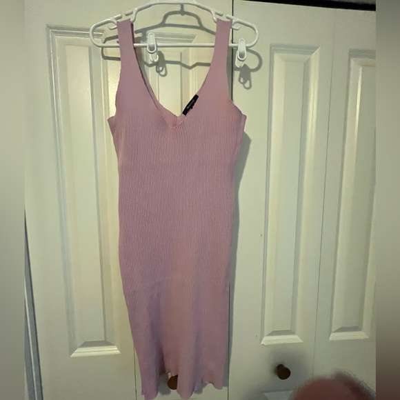Plus Size Rib Knit V Neck Tank Dress, Lavender, 3X - Picture 3 of 4